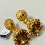 Traditional Gold-Plated Jhumka Earrings for Women | Ethnic Bridal Jhumki with Red Beads