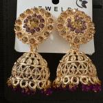 Royal Purple Stone Jhumka Earrings for Women